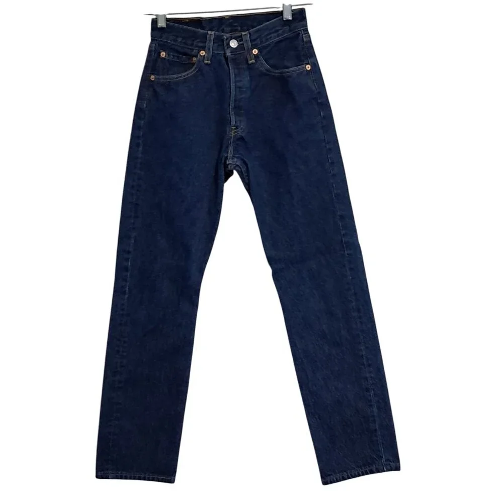 Vintage 90s Levis 501 Womens Jeans Button Fly Tagged W26 L30 USA  Blue Denim Dar - Picture 2 of 9